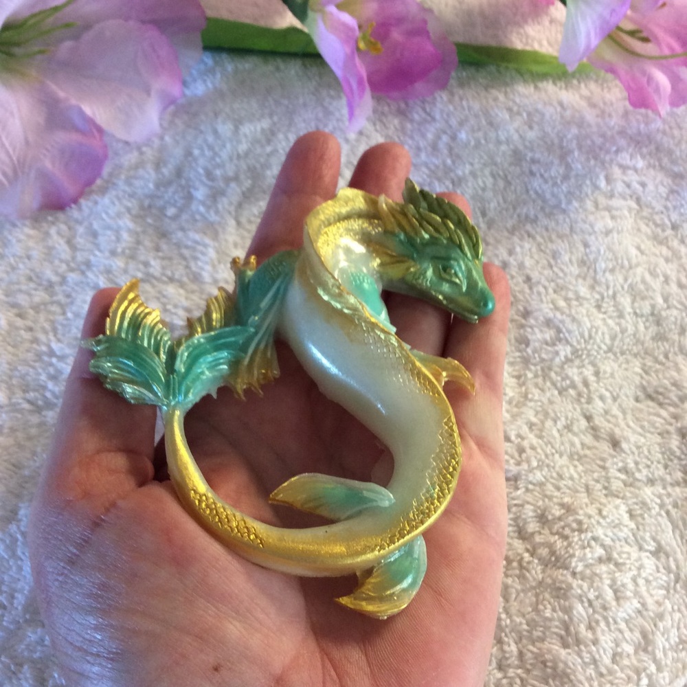 Handmade Turquoise Gold Dragon Sea Serpent